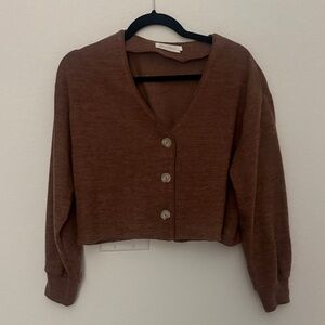 All in Favor Rust-Brown Knit Cardigan